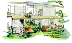 住宅（集合住宅）における囲み空間の構成　<br />           
      Composition of enclosure space in house (housing complex)