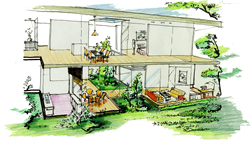 住宅（集合住宅）における囲み空間の構成　<br />           
      Composition of enclosure space in house (housing complex)